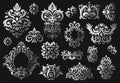 Vintage baroque ornament. Ornate floral sprigs pattern, luxury damask ornaments and victorian twill damasks patterns vector set Royalty Free Stock Photo