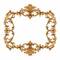 Vintage Baroque Realism: Ornate Golden Frame On White Background