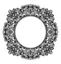 Vintage baroque round frame decor. Detailed ornament vector illustration graphic line art Royalty Free Stock Photo