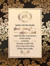 Vintage baroque style wedding invitation card template.