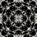 Vintage Baroque vector seamless pattern. Ornamental antique style floral background. Damask black and white ornament Royalty Free Stock Photo