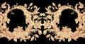 Vintage Baroque Victorian frame border floral ornament leaf scroll engraved retro flower pattern decorative design tattoo black Royalty Free Stock Photo