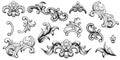 Vintage Baroque Victorian frame border floral ornament scroll engraved retro pattern tattoo calligraphic vector heraldic