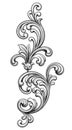 Vintage Baroque Victorian frame border monogram floral ornament scroll engraved retro pattern tattoo calligraphic Royalty Free Stock Photo