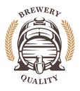 Vintage barrel of beer emblem frontal