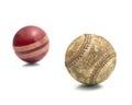 Vintage baseball and Cricket stress ball isolated on a white background Royalty Free Stock Photo