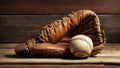 Vintage Baseball in Mitt Royalty Free Stock Photo