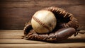 Vintage Baseball in Mitt Royalty Free Stock Photo