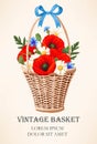 Vintage basket with flowers