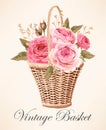 Vintage basket with flowers