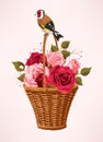 Vintage basket with flowers