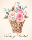 Vintage basket with flowers