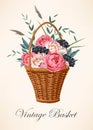 Vintage basket with flowers