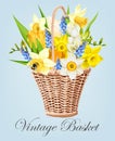 Vintage basket with flowers