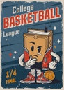 Vintage basketball college league colorful poster