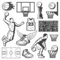 Vintage Basketball Elements Set