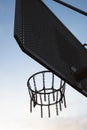 Vintage basketball hoop attached to a metal backboard