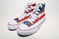 Vintage basketball shoes with usa flag Royalty Free Stock Photo