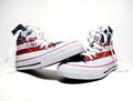 Vintage basketball shoes with usa flag Royalty Free Stock Photo