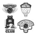 Vintage basketball vector vintage emblems, labels, badges, logos set