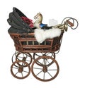 Vintage Bassinet Filled with Antique Toys