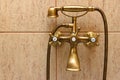 Vintage bathtub faucet and ceramic tiles Royalty Free Stock Photo