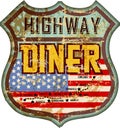 Vintage and battered enamel american diner sign, Royalty Free Stock Photo