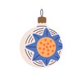 Vintage bauble. Xmas tree ball, decoration in retro style. Christmas ornament, painted sphere decor. Festive winter