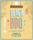 Vintage Beach BBQ poster. Vector background. Royalty Free Stock Photo
