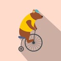 Vintage bear on bike icon