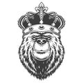 Vintage bear head in royal crown