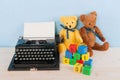 Vintage bears and typewriter Royalty Free Stock Photo