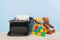 Vintage bears and typewriter Royalty Free Stock Photo