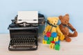 Vintage bears and typewriter Royalty Free Stock Photo