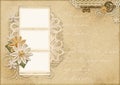 Vintage beautiful background with flowers and photo frame Royalty Free Stock Photo