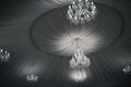 vintage beautiful crystal chandeliers on the ceiling Royalty Free Stock Photo