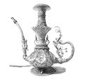 Vintage beautiful hookah hand drawn sketch