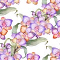 Vintage Beautiful seamless pattern with orchids bouquet repeat background