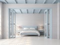 Vintage bedroom with blue pastel color 3d render