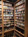 Vintage Beer Cans and Bottles on Display Shelf