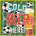 Vintage beer sign or sports bar / pub signage w. soccer balls