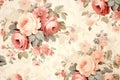 Vintage beige flower monochrome floral wallpaper pink rose pattern peony seamless Royalty Free Stock Photo