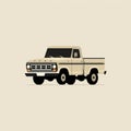 Minimalist Retro Pickup Truck On Beige Background