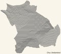 Vintage beige topographic map of Chur, Switzerland