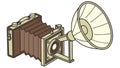 Vintage Bellows Camera Illustration, vector design Generative AI Royalty Free Stock Photo