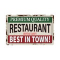 Vintage best restaurant in town menu and poster design rusty metal sign Royalty Free Stock Photo