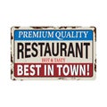 Vintage best restaurant in town menu and poster design rusty metal sign Royalty Free Stock Photo