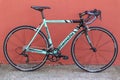 Vintage Bianchi San Lorenzo aluminum Italian road bicycle rebuilt w drop bars, SRAM Red drivetrain bike components and 700c wheels Royalty Free Stock Photo