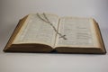 Open Bible with Rosary and Crucifix Royalty Free Stock Photo