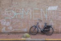 Vintage bicycle against grunge brick wall Royalty Free Stock Photo